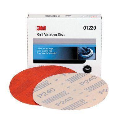 3M™ 01220 316U Series Abrasive Disc, 6 in Dia, P240 Grit, Hook and Loop, Red