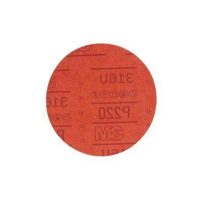 3M™ 01221 316U Series Abrasive Disc, 6 in Dia, P220 Grit, Hook and Loop, Red