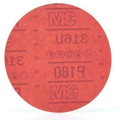 3M™ 01222 316U Series Abrasive Disc, 6 in Dia, P180 Grit, Hook and Loop, Red