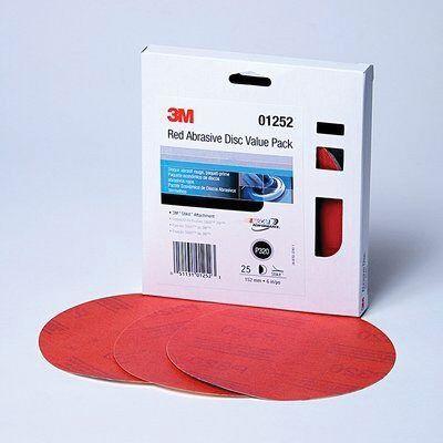 3M™ 01252 316U Series Abrasive Disc Value Pack, 6 in Dia, P320 Grit, PSA, Red