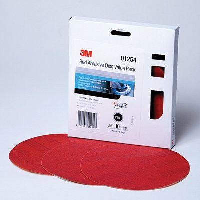 3M™ 01254 316U Series Abrasive Disc Value Pack, 6 in Dia, P180 Grit, PSA, Red