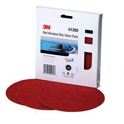 3M™ 01260 316U Series Abrasive Disc Value Pack, 6 in Dia, P80 Grit, PSA, Red