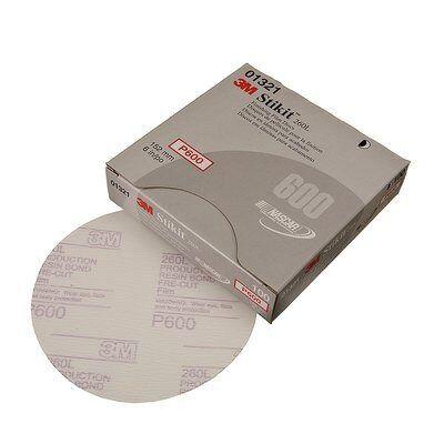 3M™ 01321 260L Series Abrasive Disc, 6 in Dia, P600 Grit, PSA, White