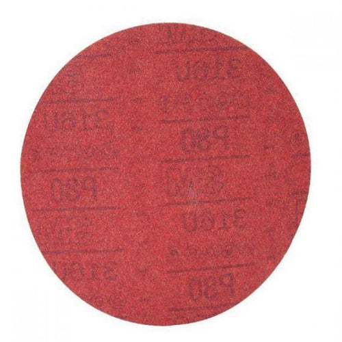 3M™ 01677 316U Series Abrasive Disc, 8 in Dia, P80 Grit, Hook and Loop, Red