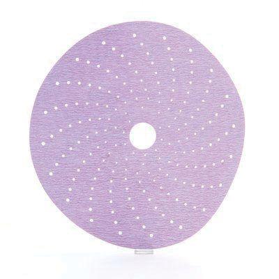 3M™ 01810 334U Clean Sanding Disc, 6 in Dia, 500 Grit, Aluminum Oxide Abrasive, Purple, Dry, Vacuum (Yes/No): Yes