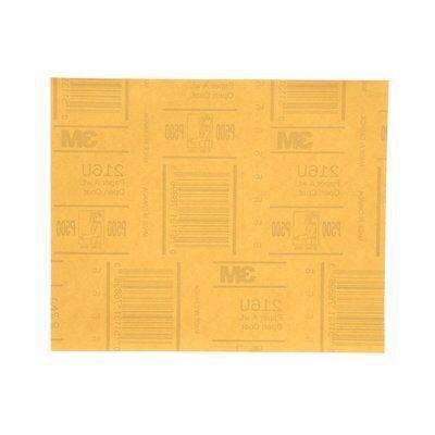 3M™ 02538 216U Series Abrasive Sheet, 9 in W x 11 in L, P500 Grit, Medium Grade, Aluminum Oxide Abrasive, Gold