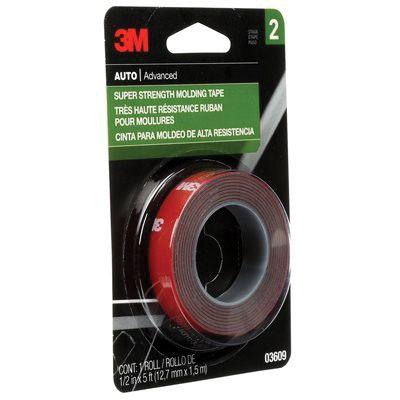 3M™ 03609 Double Sided Super Strength Molding Tape, 5 ft x 1/2 in, 1.54 mm THK, Red