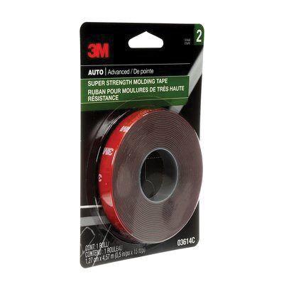 3M™ 03614 Double Sided Super Strength Molding Tape, 15 ft x 1/2 in, 1.54 mm THK, Black