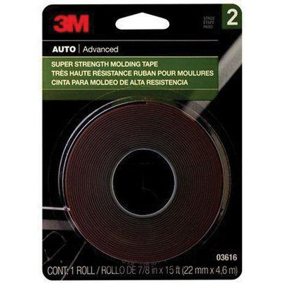 3M™ 03616 Double Sided Super Strength Molding Tape, 15 ft x 7/8 in, 60 mil THK, Black