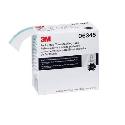 3M™ 06345 Perforated Trim Masking Tape, 10.94 yd x 2 in, 0.12 mm THK, 5 mm Hard Band Width, Blue