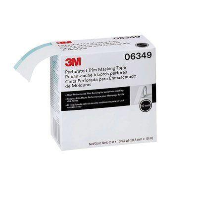 3M™ 06349 Perforated Trim Masking Tape, 10.94 yd x 2 in, 0.12 mm THK, 10 mm Hard Band Width, Blue