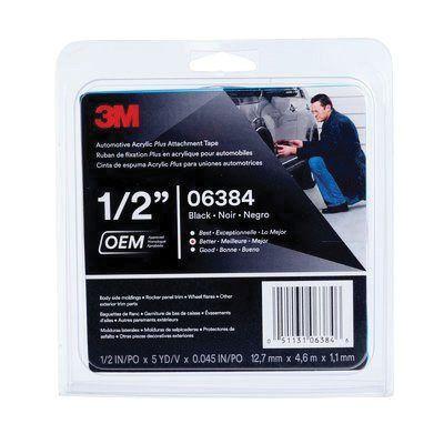 3M™ 06384 Automotive Attachment Tape, 5 yd x 1/2 in, 0.045 in THK, Black