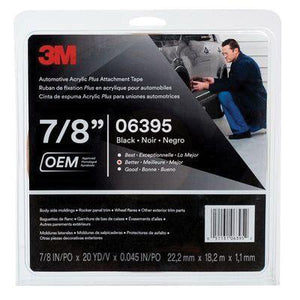 3M™ 06395 Acrylic Plus Series Automotive Attachment Tape, 10 yd x 7/8 in, 1.52 mm THK, Black