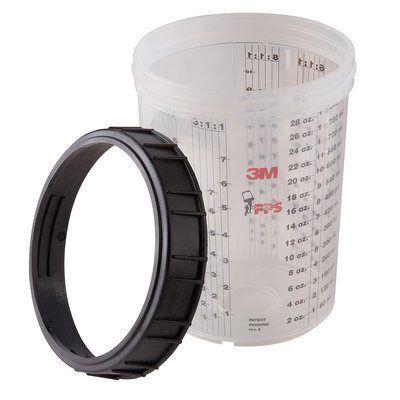 3M™ PPS™ 16023 Large Cup and Collar, 850 mL, For Use With PPS™ Paint Preparation Systems