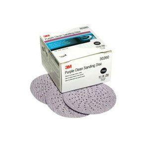 3M™ 30260 334U Series Multi-Hole Clean Sanding Abrasive Disc, 3 in Dia, P800 Grit, Hook and Loop, Purple