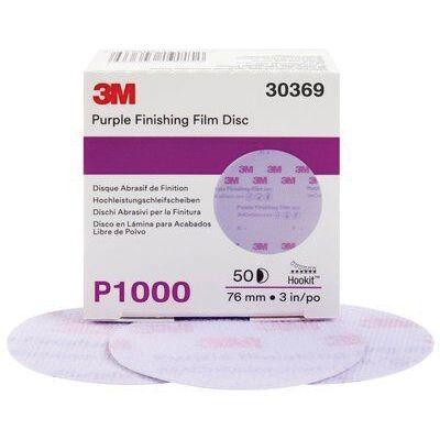 3M™ 30369 260L Series Abrasive Disc, 3 in Dia, P1000 Grit, Hook and Loop, Purple