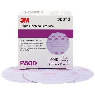 3M™ 30370 260L Series Abrasive Disc, 3 in Dia, P800 Grit, Hook and Loop, Purple