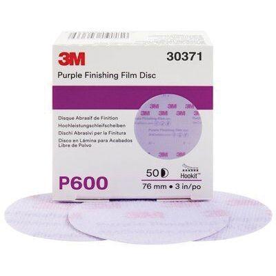 3M™ 30371 260L Series Abrasive Disc, 3 in Dia, P600 Grit, Hook and Loop, Purple
