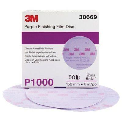 3M™ 30669 260L Series Abrasive Disc, 6 in Dia, P1000 Grit, Hook and Loop, Purple