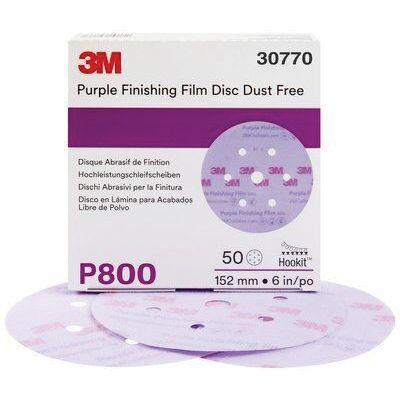 3M™ 30770 260L Series Dust Free Abrasive Disc, 6 in Dia, P800 Grit, Hook and Loop, Purple