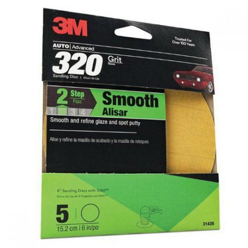 3M™ 31435 Abrasive Disc, 6 in Dia, 320 Grit, PSA, Gold