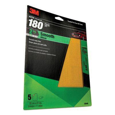 3M™ 32545 Sandpaper, 9 in W x 11 in L, 180 Grit, Aluminum Oxide Abrasive, Brown, Dry