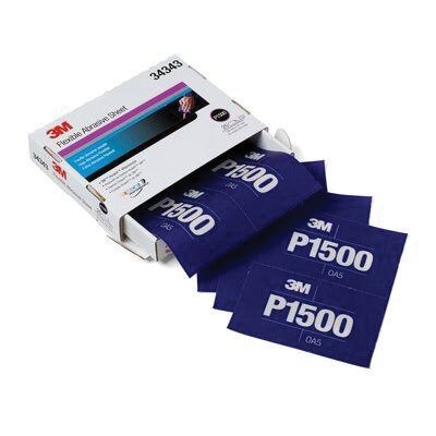 3M™ 34343 270J Series Abrasive Hand Sheet, 5-1/2 in W x 6.8 in L, P1500 Grit, Fine Grade, Purple, Wet/Dry