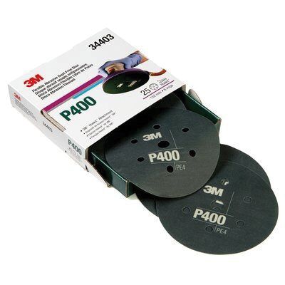 3M™ 34403 270J Series Flexible Dust Free Abrasive Disc, 6 in Dia, P400 Grit, Hook and Loop, Gray