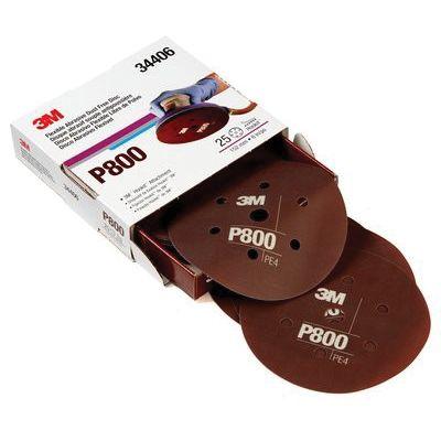 3M™ 34406 270J Series Flexible Dust Free Abrasive Disc, 6 in Dia, P800 Grit, Hook and Loop, Red