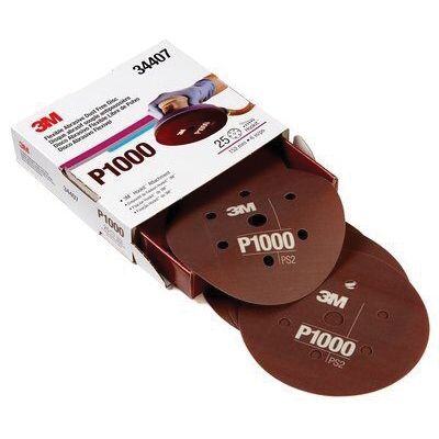 3M™ 34407 270J Series Flexible Dust Free Abrasive Disc, 6 in Dia, P1000 Grit, Hook and Loop, Red