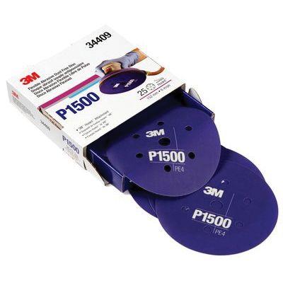 3M™ 34409 270J Series Flexible Dust Free Abrasive Disc, 6 in Dia, P1500 Grit, Hook and Loop, Purple