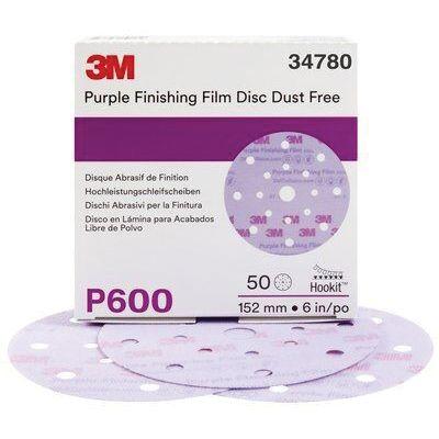 3M™ 34780 260L Series Dust Free Abrasive Disc, 6 in Dia, P600 Grit, Hook and Loop, Purple