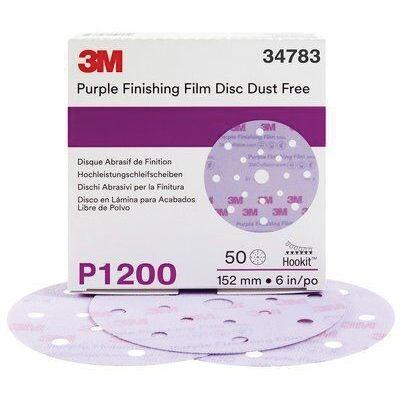3M™ 34783 260L Series Dust Free Abrasive Disc, 6 in Dia, P1200 Grit, Hook and Loop, Purple