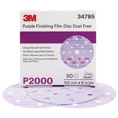 3M™ 34785 260L Series Dust Free Abrasive Disc, 6 in Dia, P2000 Grit, Hook and Loop, Purple