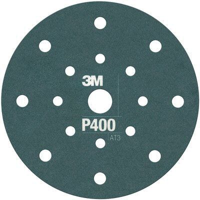 3M™ 34800 270J Series Flexible Dust Free Abrasive Disc, 6 in Dia, P400 Grit, Hook and Loop, Green