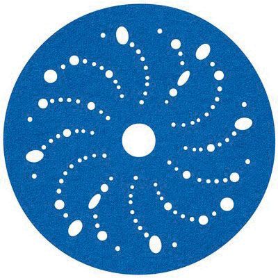 3M™ 36177 321U Series Multi-Hole Abrasive Disc, 6 in Dia, 220 Grit, Hook and Loop, Blue