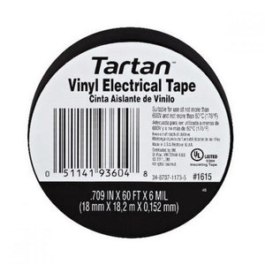 3M™ Tartan™ 93604 1615 Series Electrical Tape, 60 ft x 0.709 in, 6 mil THK, Black