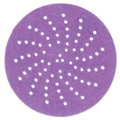 Cubitron™ II 31364 737U Series Multi-Hole Clean Sanding Abrasive Disc, 3 in Dia, 180+ Grit, Hook and Loop, Purple