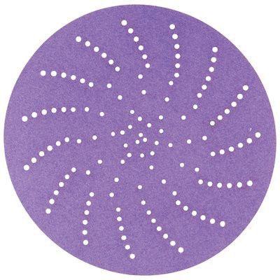 Cubitron™ II 31474 737U Series Multi-Hole Clean Sanding Abrasive Disc, 5 in Dia, 400+ Grit, Hook and Loop, Purple