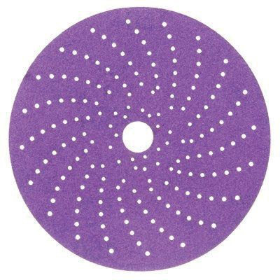 Cubitron™ II 31373 737U Series Multi-Hole Clean Sanding Abrasive Disc, 6 in Dia, 150+ Grit, Hook and Loop, Purple