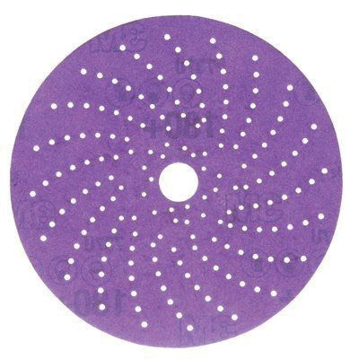 Cubitron™ II 31374 737U Series Multi-Hole Clean Sanding Abrasive Disc, 6 in Dia, 180+ Grit, Hook and Loop, Purple