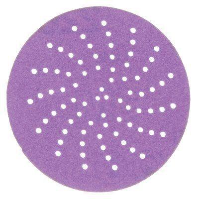 Cubitron™ II 31461 737U Series Multi-Hole Clean Sanding Abrasive Disc, 3 in Dia, 220+ Grit, Hook and Loop, Purple