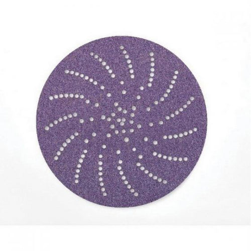 Cubitron™ II 31482 737U Series Multi-Hole Clean Sanding Abrasive Disc, 6 in Dia, 240+ Grit, Hook and Loop, Purple