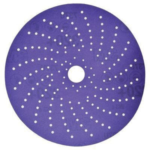Cubitron™ II 31484 737U Series Multi-Hole Clean Sanding Abrasive Disc, 6 in Dia, 400+ Grit, Hook and Loop, Purple
