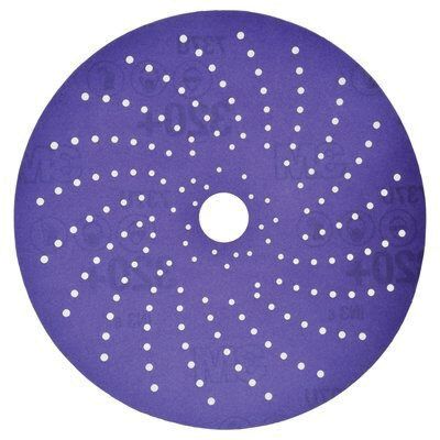 Cubitron™ II 31484 737U Series Multi-Hole Clean Sanding Abrasive Disc, 6 in Dia, 400+ Grit, Hook and Loop, Purple