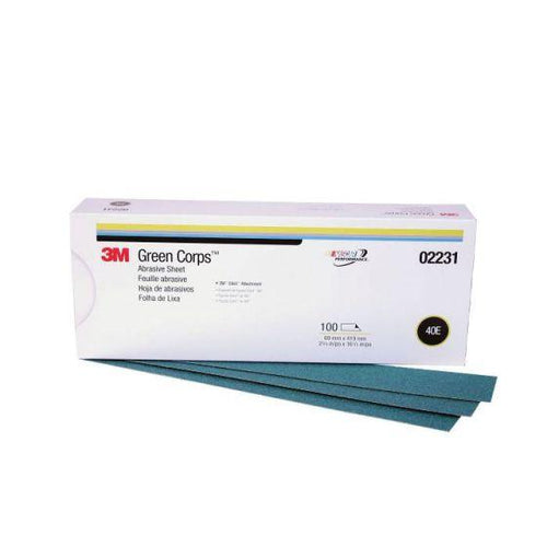 Green Corps™ 02231 251U Open Coated File Sheet, 2-3/4 in W x 16-1/2 in L, 40 Grit, Coarse Grade, Green, Dry