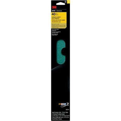 Green Corps™ 32231 Coated File Sheet, 2-3/4 in W x 16-1/2 in L, 40 Grit, Coarse Grade, Green, Dry