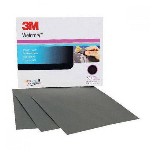Imperial™ Wetordry™ 02020 401Q Series Abrasive Sheet, 9 in W x 11 in L, 2000 Grit, Fine Grade, Black