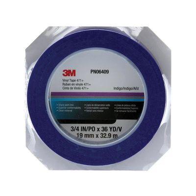 Scotch® 06409 471+ Series Fine Line Masking Tape, 36 yd x 3/4 in, 5.3 mil THK, Indigo