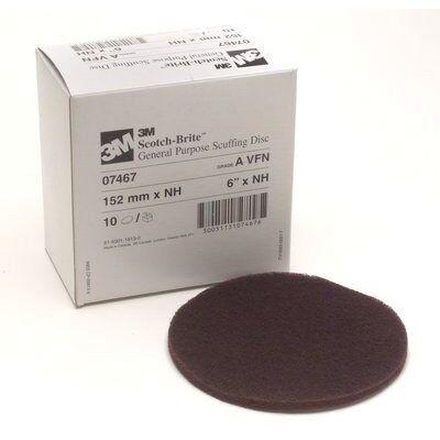 Scotch-Brite™ 07467 No-Hole Scuffing Disc, 6 in, Very Fine Grade, Aluminum Oxide, Maroon